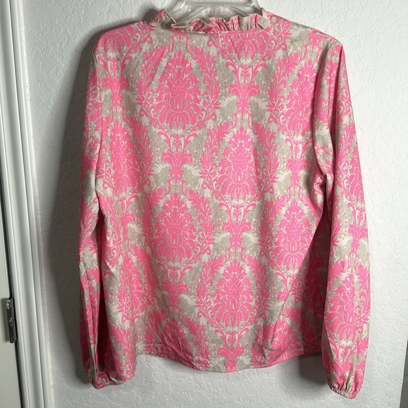 SHEIN woman’s pink and cream button up blouse size large - Picture 4 of 5